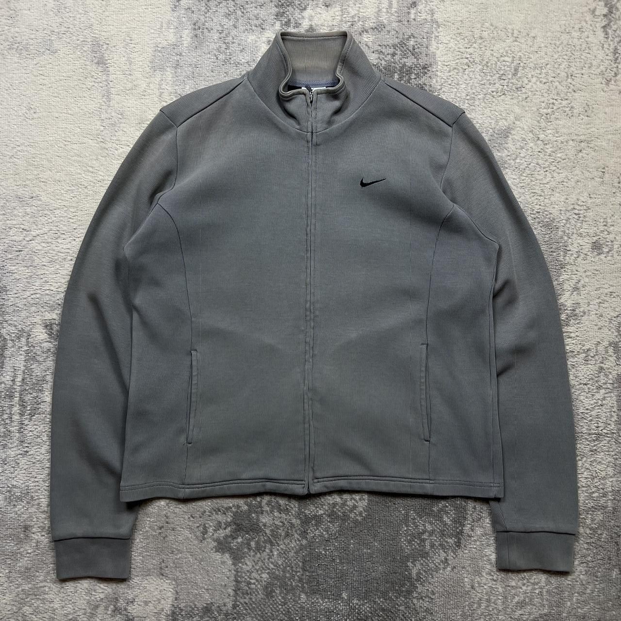 SACAI X NIKE Giacca da pista Nike vintage anni 00 zip grande donna UK 12 14 Y2K grigio nero anni 2000