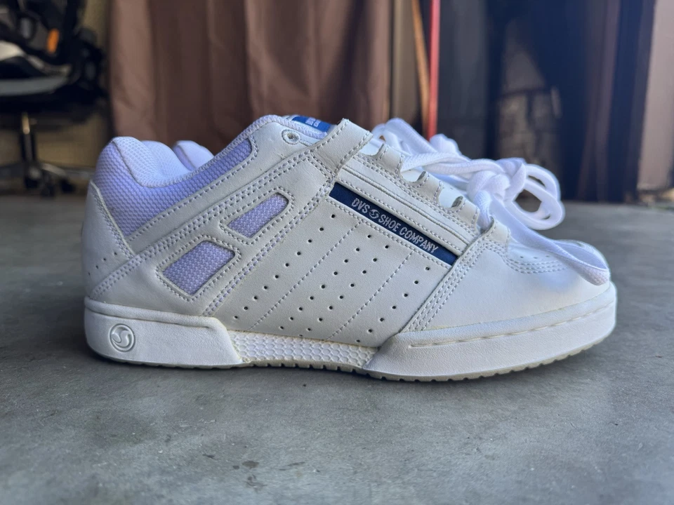 Vintage DS DVS Kerry Getz SP2 Signature Series Skate Shoe 8.5 White Blue - Image 3 of 4