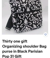 Thirty-One ~ Organizing Shoulder Bag ~ Black Parisian Pop Cross body 31  NEW
