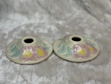 Rosemeade Pottery Prairie Rose Candle Holder Set. Stamped. Rare. Nice Condition