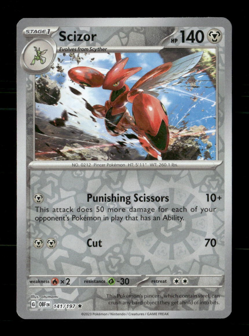 Scizor 141/197 Obsidian Flames Reverse Holo NM/M Pokemon