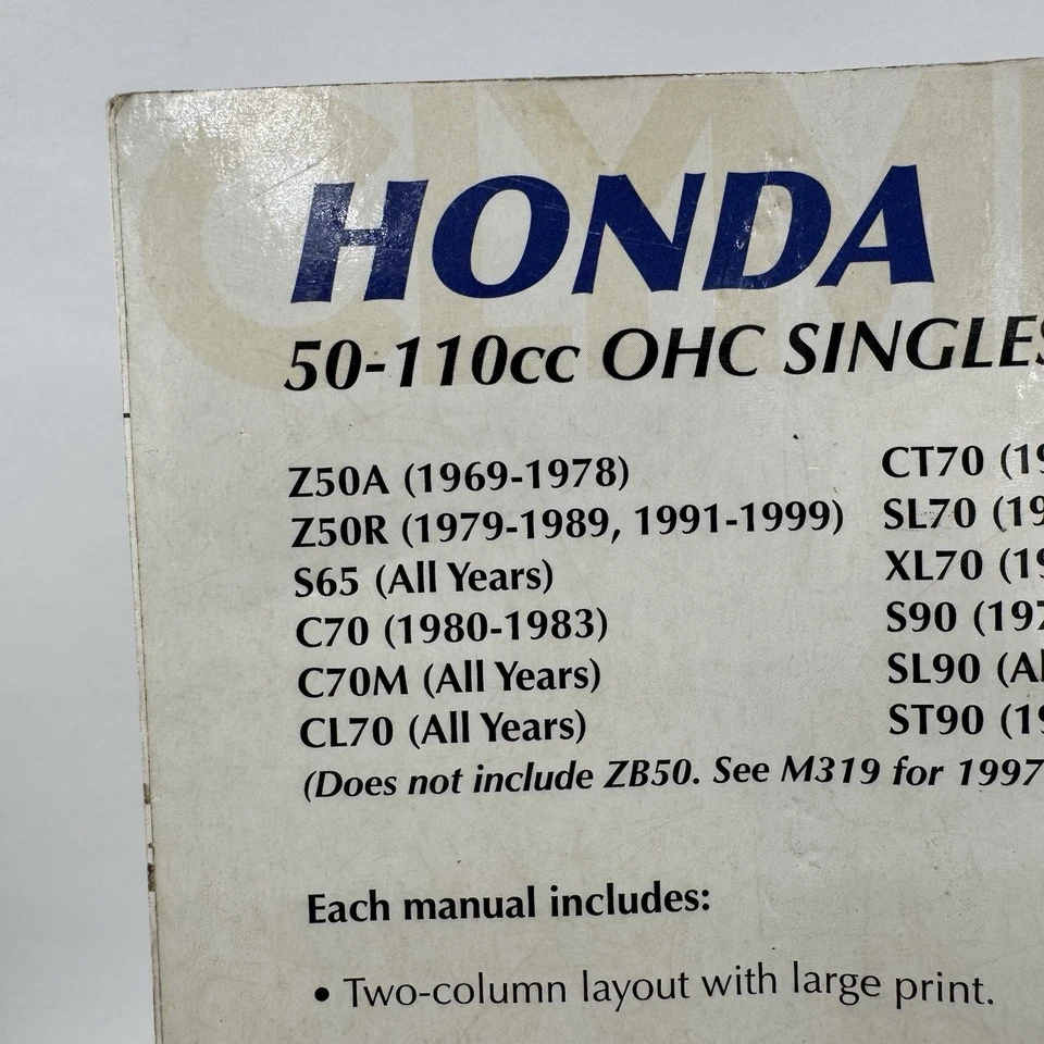 Руководство по сервисному ремонту мотоциклов Clymer Honda 50-110cc OHC Singles 1965-1999 - Изображение 3 из 4