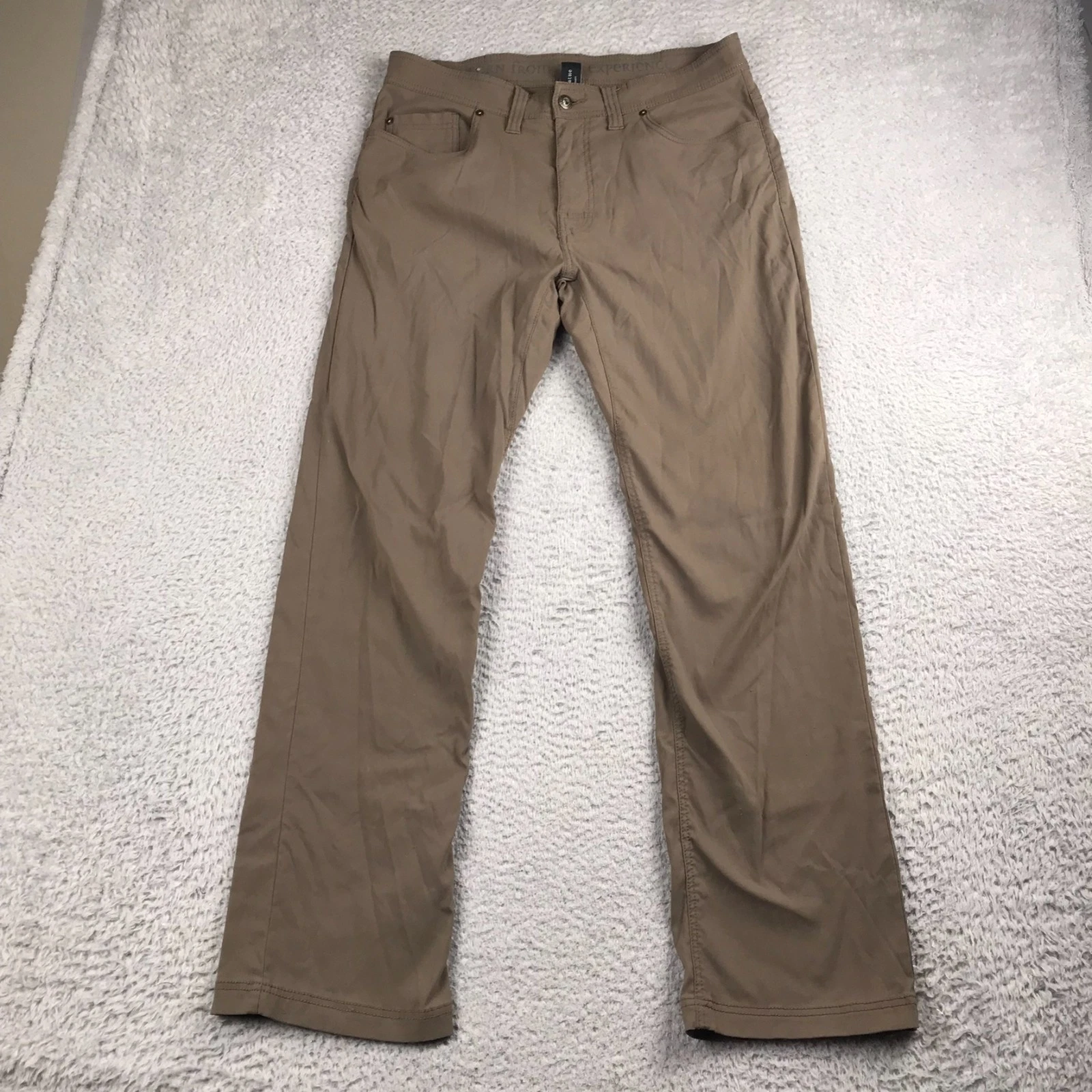 PrAna Brion Pants Mens 33 (35x31) Brown 5 Performance Tech Hiking Climbing