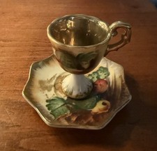 1950's ENESCO miniture GOLD/ porcelain Floral tea cup and saucer TEA SET