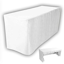 8' Fitted Tablecloth Table Cover Trade Show Event Open Back Side - 3 Sided White