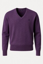 Polo by Ralph Lauren Men  s Merino Wool V-Neck Pullover Sweater Heather Purple L