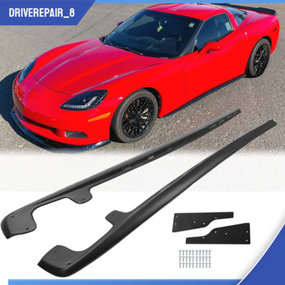 For 05-2013 Corvette C6 Base ZR1 Style Side Skirts Rocker Panel Mud Flaps Matte