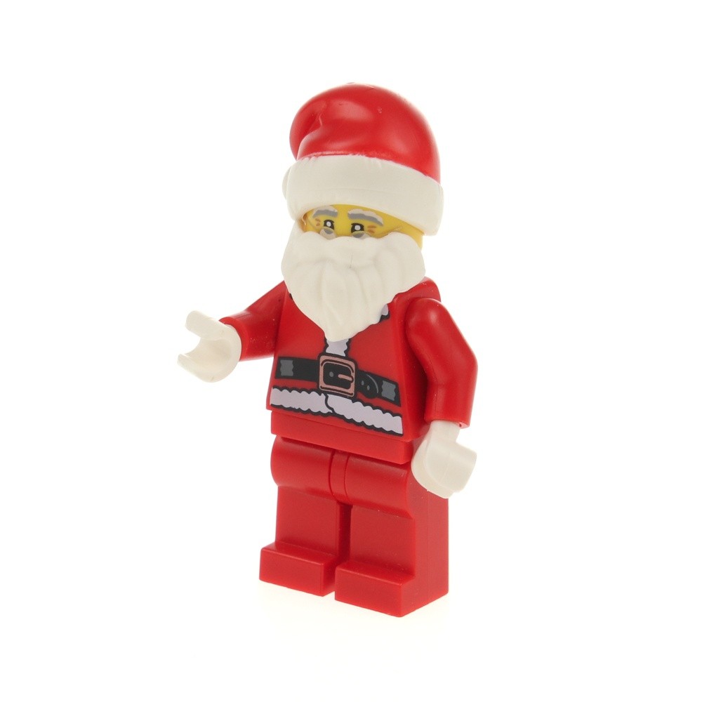 1X Lego Minifigure Christmas Santa Claus White Beard Red Hat Glasses HOL239