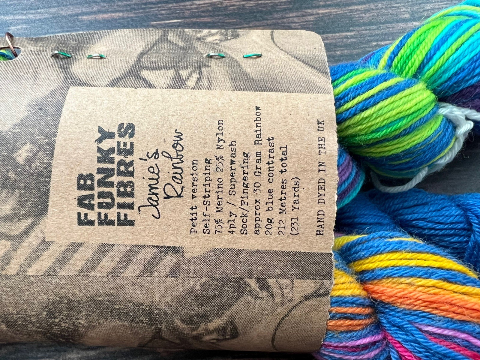 Fab Fuky Fibres Jamie’s Rainbow Self Striping - 75/25 Merino Nylon 464y/100g