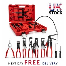 9pc Hose Clamp Plier Set Flexible Long Reach Locking Tool Kit Garage Use NEW! UK