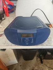 onn. Portable CD Boombox with FM Radio - Navy Blue Model: AAINES100135463