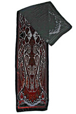 CCC Vtg Velvet Burnout Paisley Art Scarf with Rich Colors Red, Gold, Brown,Black