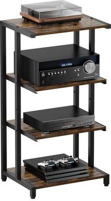 4-Tier Wooden Media Stand, AV Media Stand Corner Shelf for TV /Audiovisual Eq...