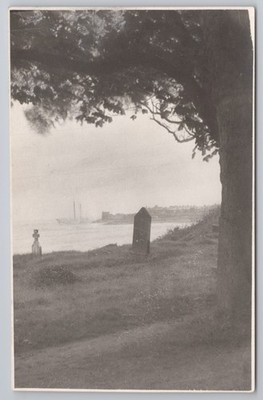 RPPC Atmosphärisch Stimmungsvolle Landschaft Denkmal Ferne Stadtansicht LKS