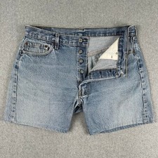 Vintage 90s Levi's 501 XX Made in USA Cut Off Shorts Light Wash Denim Men's 36