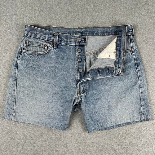 Vintage 90s Levi's 501 XX Made in USA Cut Off Shorts Light Wash Denim Men's 36