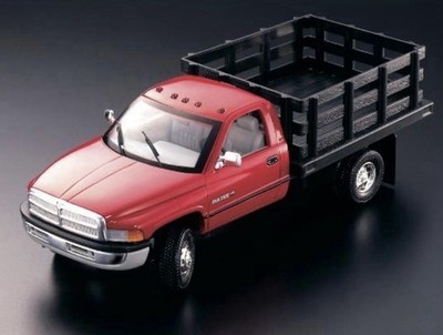 NEW 95 DODGE RAM 3500 DUALLY STAKE TRUCK RED / BLACK BY ANSON 1/18 DIECAST RARE