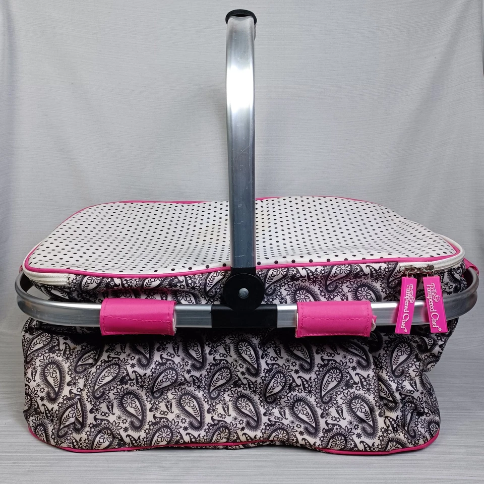 Cesta de picnic de chef mimada bolsa refrigeradora aislada plegable cachemira lunares Foto 2 de 4