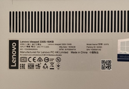 NoteBook Lenovo IdeaPad 330S-15IKB (81F5) Intel Core i5 (8ª Gen) 7020U / 2,3 GHz - Foto 10 di 10
