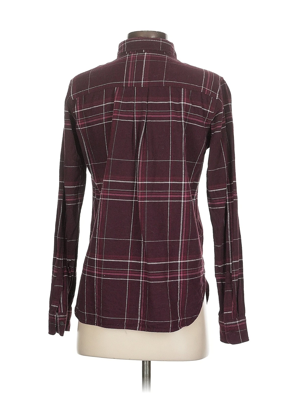 Uniqlo Women Red Long Sleeve Button-Down Shirt S thumbnail 2