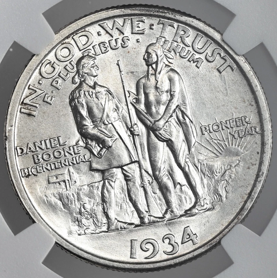 Medio dólar de plata boone 1934 50C NGC SIN CIRCULAR DETALLES "LIMPIADO" #8405243-004 Foto 3 de 4