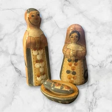 Tonala Pottery Mary,  Joseph, And Baby Jesus 4 Piece