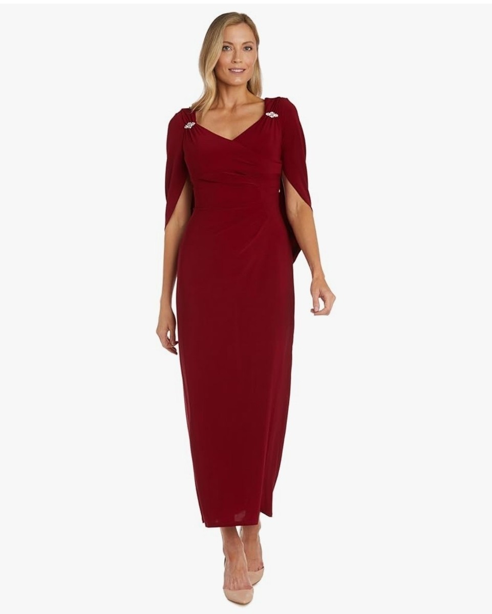 R&M Richards Women's Burgundy Long Evening Dress Size 14 NWT Elegant Gown |  eBay