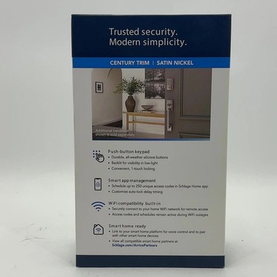 New Schlage Wi-Fi Smart Lock Nickel Wireless Smart Door Lock BE459WBCEN619 