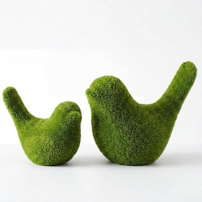 Moss Birds Figurine Spring Home Decor Garden Artificial Moss Decor Modern Sty...