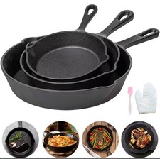 3pc Non-Stick Uncoated Frying Pan for Frying,Cooking ,Stir-Frying & Omelette Pan