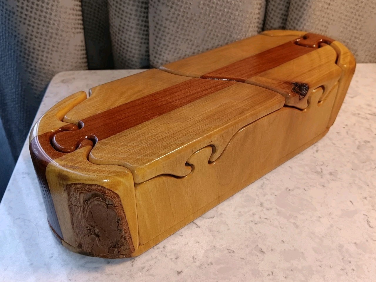 Raw Edge 9 Piece Multi Wood Puzzle Box 