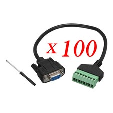 100x DB9 D-SUB 9-Pin Female To 8 Pin Bolt Screw Terminal Adapter Connector Cable