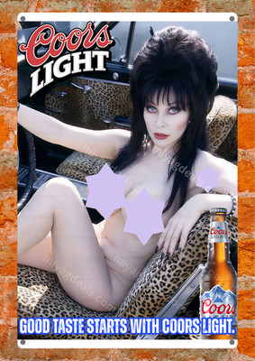 Coors Light Elvira: Mistress of the Dark Metal Sign Man Cave Wall Decor Read Des