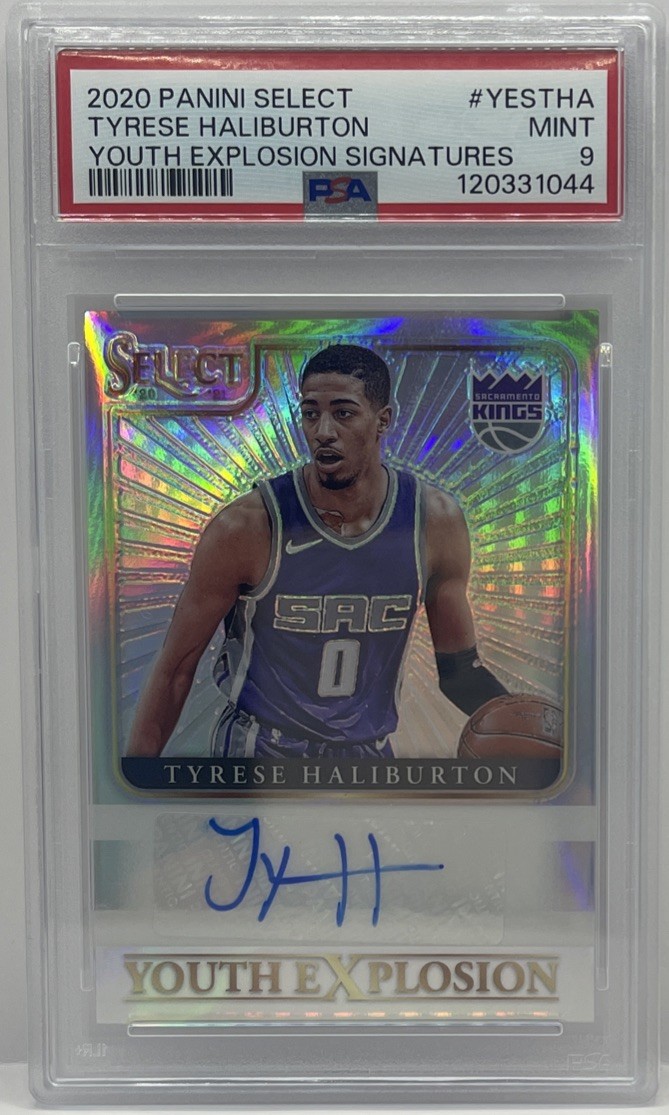2020 Panini Select Tyrese Haliburton Youth Explosion Rookie Auto PSA 9 Kings RC