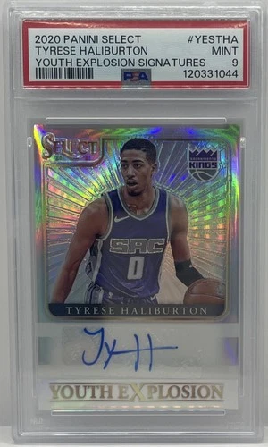 2020 Panini Select Tyrese Haliburton Youth Explosion Rookie Auto PSA 9 Kings RC