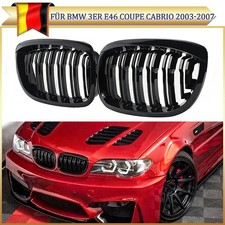 Kühlergrill Nieren Doppelsteg Grill Schwarz für BMW 3er E46 2003-07 Coupe Cabrio