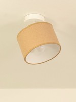 Deckenspot Esszimmer Stoff Weiß Dunkelsand E27 L:18 Cm Deckenstrahler Schwenkbar