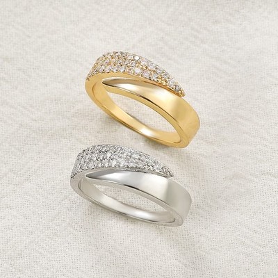 Glänzender Pfeil Ring Boho Knöchel Chunky Herz weiß Edelstein Liebe Stapel Geschenk