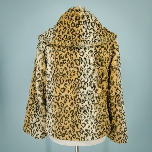 Alice + Olivia Size Small S Jerrie Leopard Animal Print Collared Faux Fur Jacket - Picture 3 of 7