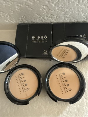 LOT OF TWO BISSU PROFESSIONAL POWDER MAKEUP #03  NUDE NEW BEAUTY FACE PRESSED 2