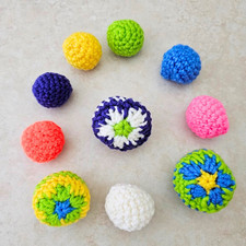 10 Cat Toy Balls With Jingle Bells Handmade Crochet 2 Sizes Bright Colors