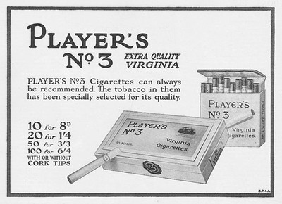 PLAYERS No.3 Zigaretten Vintage Werbung 1931 #1