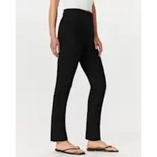 Quince Black High Waisted Slim Leg Ponte Pants Small Elastic Waist Stretch Seams