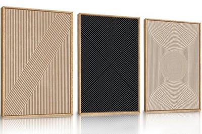 Ausril 3 Pcs Neutral Abstract Framed Wall Art, Mid Century Modern Canvas Wall...