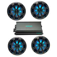Kicker Marine Speaker Bundle   4 6.5  RGB LED Speakers  4-Channel