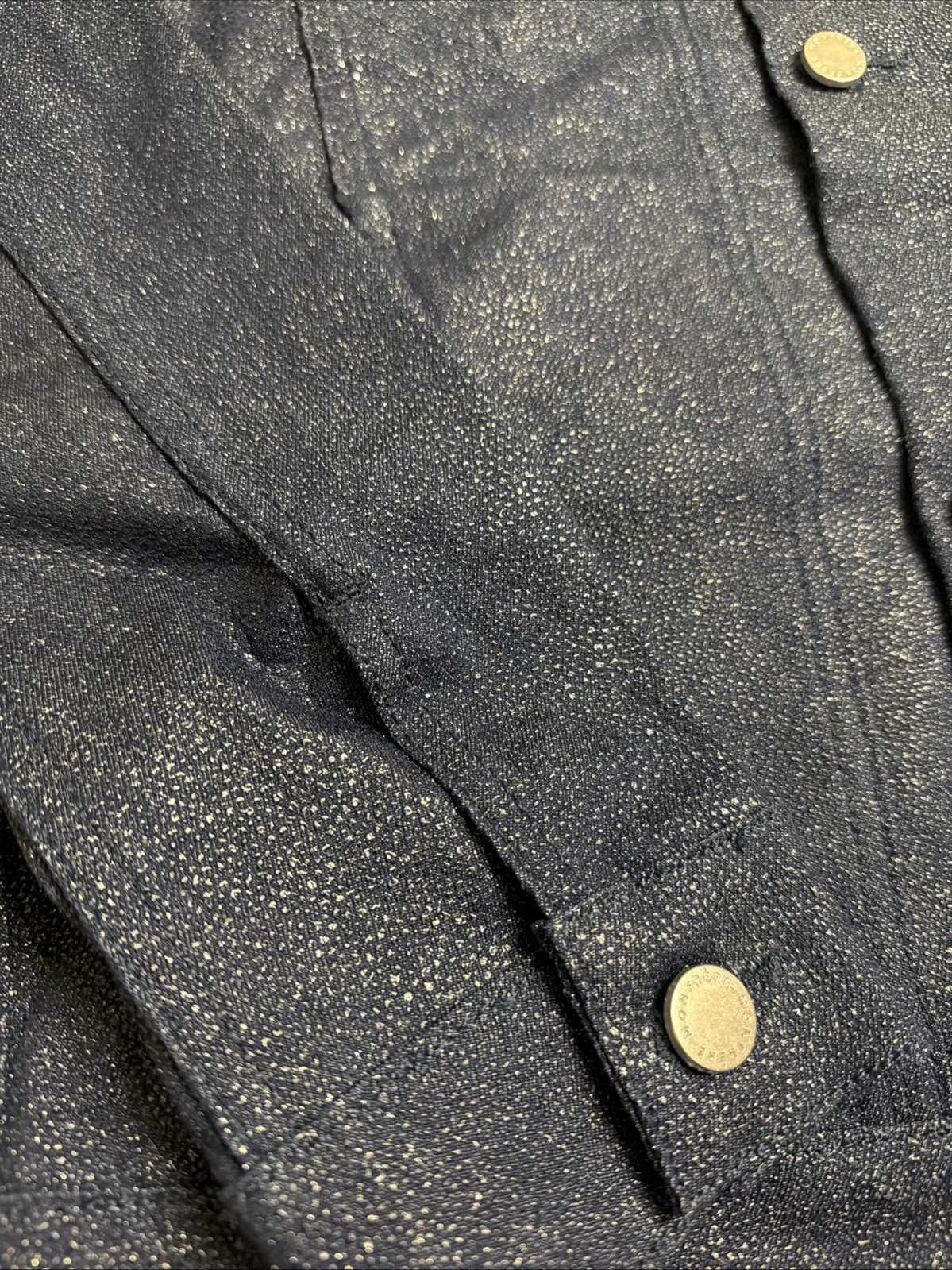 Monfrere Stingray Print Dean Denim Jacket Blue Snap Button Mens Size S NWT $478 image 2