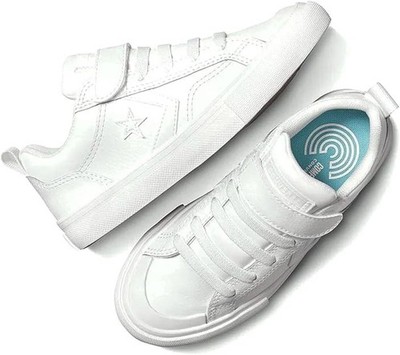 Converse Kids Pro Blaze Strap Leather OX, White/White/White, 3