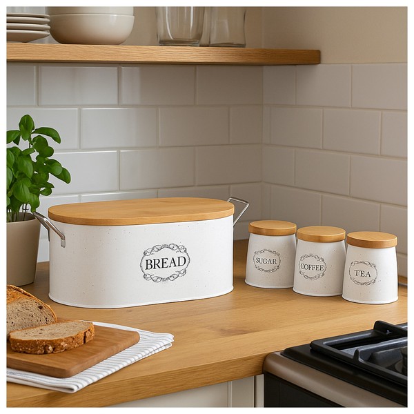 Brot-, Kaffee-, Tee- Und Zuckervorratsdose 4-Teiliges Set Vorratsdosen FüR-image