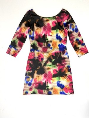 Milly Taylor Graffiti Dress Size 2 Italian Neoprene Sheath Multicolor Print 