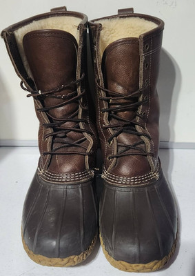 LL Bean Boots Brown 10'' Shearling Lined 9M Hunting Duck